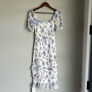 Abercrombie Fitted Dress - White/Floral - Size XS - NEVER BEEN WORN.